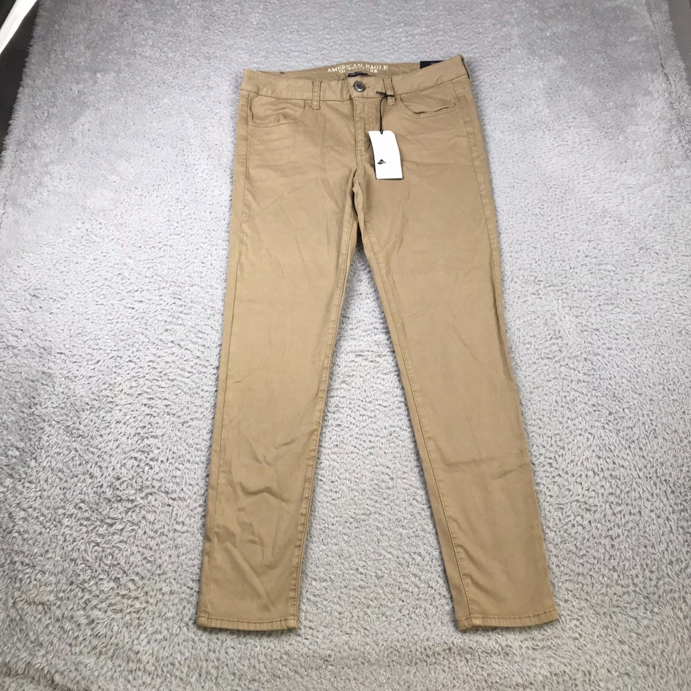 American Eagle Jegging Jeans Womens 10R Khaki Sateen Low Rise Stretch NEW NWT